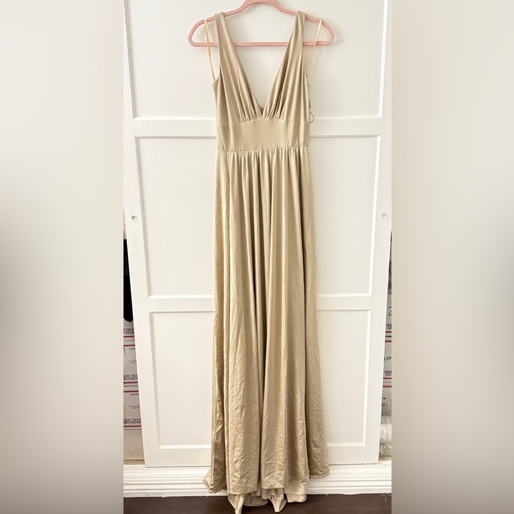 La Femme Plunge Neck A-Line Gown - Picture 7 of 11